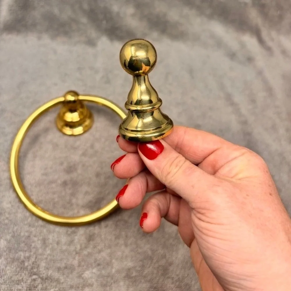Vintage Solid Brass Towel Ring Wall Mount Bathroom Holder Polished Brass 6.5